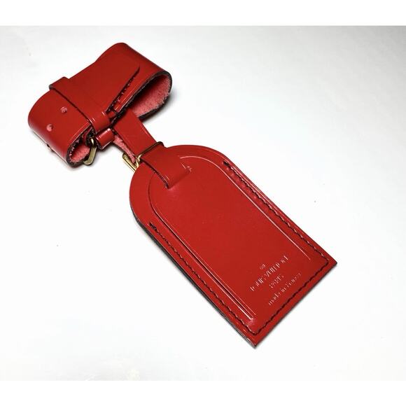 Louis Vuitton Red Bag Tag Gold-tone Accent Black Stitching w/ Strap Poignet - Picture 9 of 10